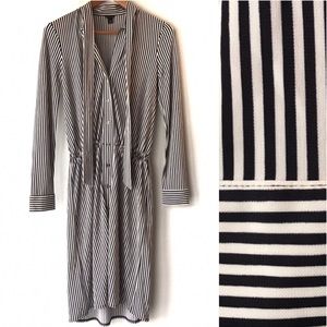 Ann Taylor Black & White Striped Dress XS
